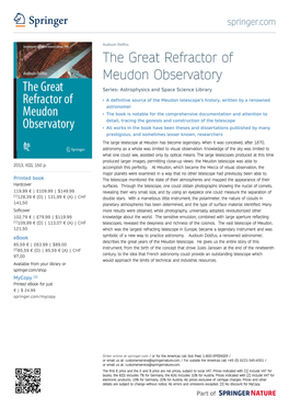 The Great Refractor of Meudon Observatory Series: Astrophysics and Space Science Library