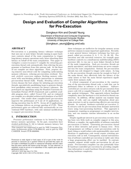 Design and Evaluation of Compiler Algorithms for Pre-Execution