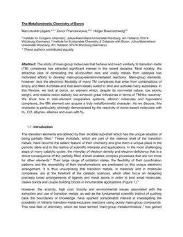 The Metallomimetic Chemistry of Boron Marc-André Légaré,A,B