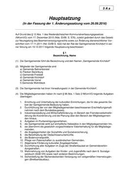 5 a a Hauptsatzung Der Samtgemeinde Kirchdorf