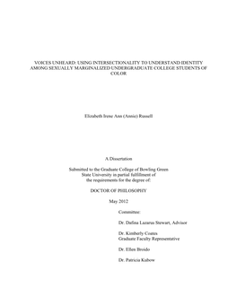 Using Intersectionality to Understand Identity Among Sexually Marginalized Undergraduate College Students of Color