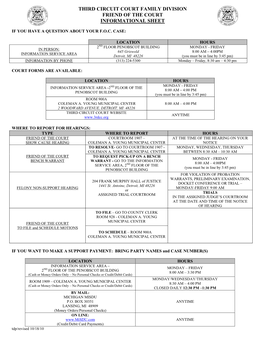 Third Circuit Court Family Division Friend of the Court Informational Sheet