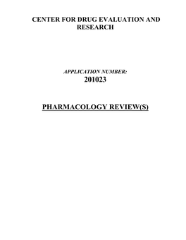 Pharmacology Review(S) Memorandum