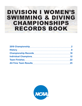 Division I Women's Swimming & Diving Championships Records Book