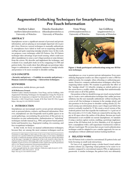 Augmented Unlocking Techniques for Smartphones Using Pre-Touch