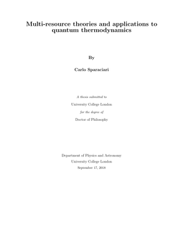 Multi-Resource Theories and Applications to Quantum Thermodynamics