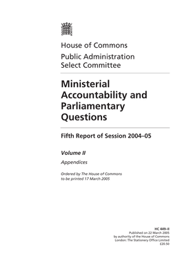 Ministerial Accountability and Parliamentary Questions