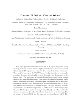 Compact HII Regions: What Lies Within?