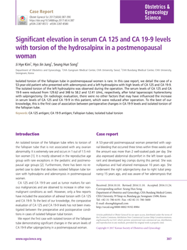 Significant Elevation in Serum CA 125 and CA 19