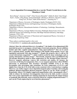 Layer-Dependent Ferromagnetism in a Van Der Waals Crystal Down to the Monolayer Limit