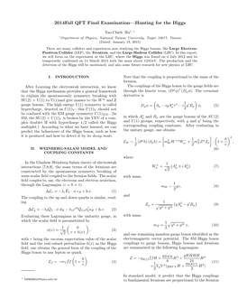 2014Fall QFT Final Examination—Hunting for the Higgs