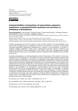 Archaeal Biofilms: Composition of Extracellular Polymeric Substances, Exopolysaccharide Synthesis and Secretion in Sulfolobus Acidocaldarius