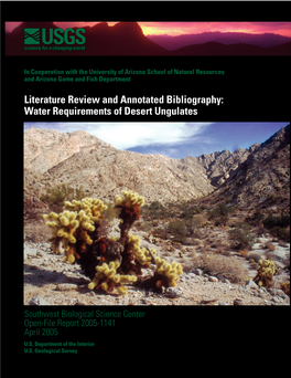 Water Requirements of Desert Ungulates Desert Ungulates Requirements of Water Literature Review and Annotated Bibliography: Review and Annotated Literature