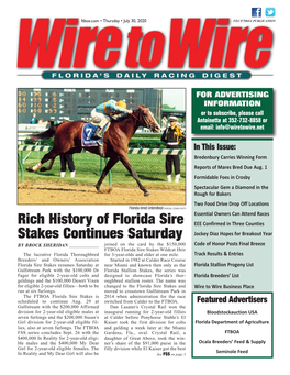 Rich History of Florida Sire Stakes Continues Saturday