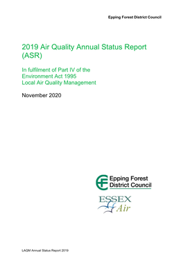 Executive Summary: Air Quality in Our Area Air Quality in Epping Forest District