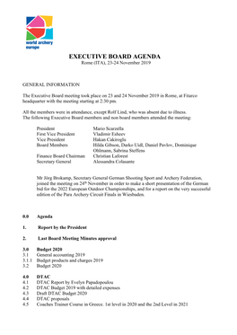 2019 Rome EXECUTIVE BOARD Minutes