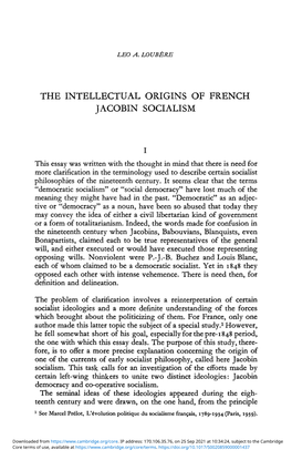 The Intellectual Origins of French Jacobin Socialism