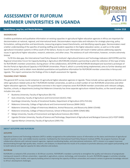 Assessment of Ruforum Member Universities in Uganda