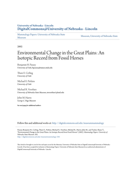 An Isotopic Record from Fossil Horses Benjamin H