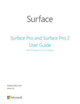 Surface Pro and Surface Pro 2 User Guide with Windows 8.1 Pro Software