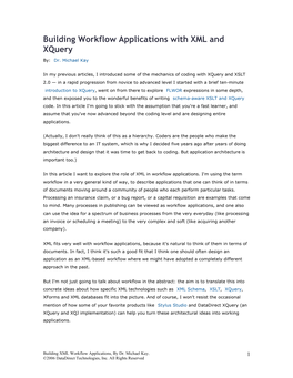 Building Workflow Applications with XML and Xquery