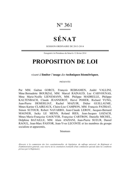 Sénat Proposition De