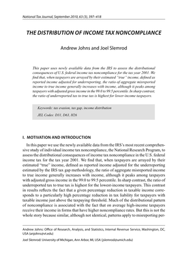 The Distribution of Income Tax Noncompliance