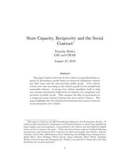 State Capacity, Reciprocity and the Social Contract∗