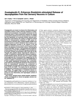 Prostaglandin E, Enhances Bradykinin-Stimulated Release of Neuropeptides from Rat Sensory Neurons in Culture