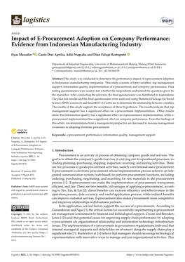 Impact of E-Procurement Adoption on Company Performance: Evidence from Indonesian Manufacturing Industry