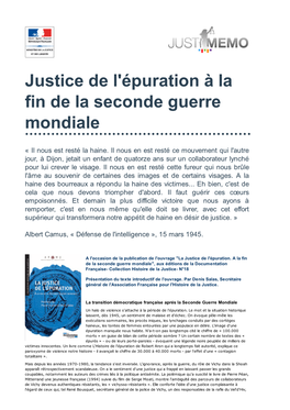 Justice / Portail / Justice De L'épuration À La Fin De La Seconde Guerre