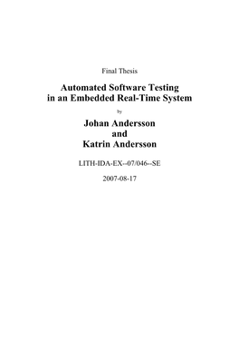 Automated Software Testing in an Embedded Real-Time System