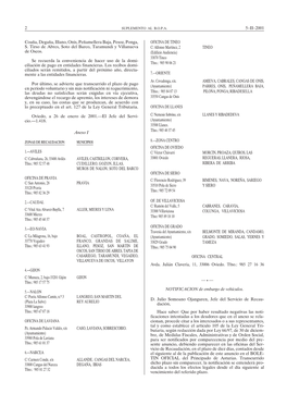 5–II–2001 2 Coaña, Degaña, Illano, Onís, Peñamellera Baja, Pesoz