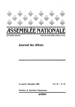 Assemblee Nationale Deuxième Session Trente-Cinquième Législature