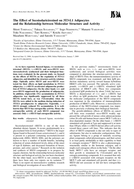 The Effect of Secoisolariciresinol on 3T3-L1 Adipocytes and The