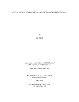 Development of Novel Controllable Hydrogen Sulfide Donors