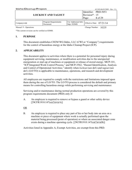 LOCKOUT and TAGOUT Identifier