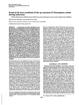 Proof of De Novo Synthesis of the Qa Enzymes of Neurospora Crassa During Induction