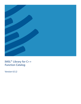 IMSL® Library for C++ Function Catalog