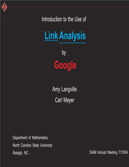 Link Analysis Google