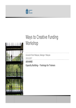 Ways to Creative Funding Workshop