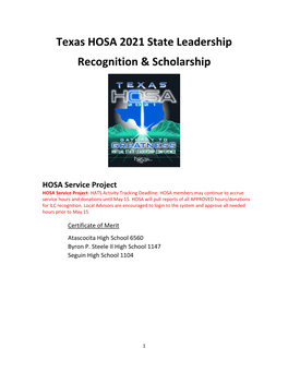 Texas HOSA 2021 State Leadership Recognition & Scholarship