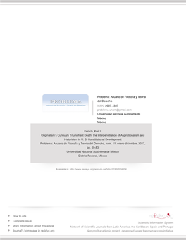 Redalyc.Originalism's Curiously Triumphant Death: the Interpenetration of Aspirationalism and Historicism in U. S. Constitutio