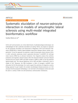 Systematic Elucidation of Neuron-Astrocyte Interaction in Models of Amyotrophic Lateral Sclerosis Using Multi-Modal Integrated Bioinformatics Workﬂow