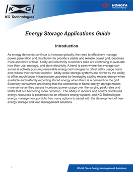Energy Storage Applications Guide