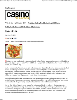 Spice of Life | Spice of Life | Casino Connection Atlantic City