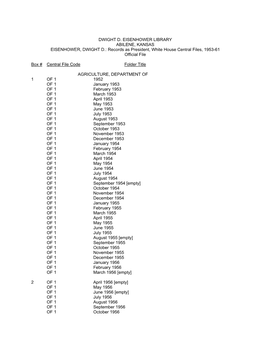 Records As President, White House Central Files, 1953-61 Official File