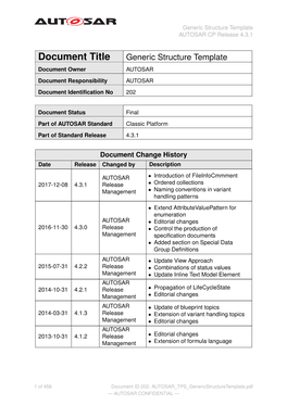 Generic Structure Template AUTOSAR CP Release 4.3.1