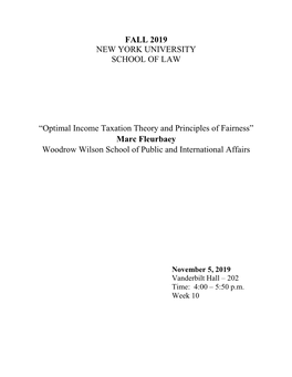 Optimal Income Taxation Theory and Principles of Fairness” Marc Fleurbaey Woodrow Wilson School of Public and International Affairs