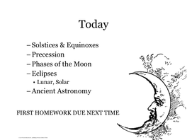 Solstices & Equinoxes –Precession – Phases of the Moon –Eclipses